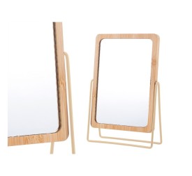 ESPEJO BAMBU SOPORTE METAL BEIGE 6 x 6 x 22 cm