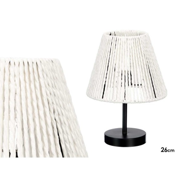 LAMPARA SOBREMESA CONICA CUERDA BLANCA 26cm
