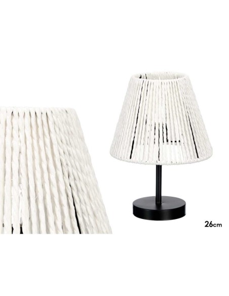 LAMPARA SOBREMESA CONICA CUERDA BLANCA 26cm