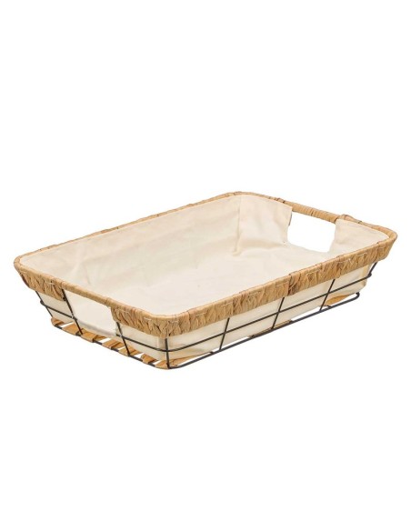 CESTA METAL RECTANGULAR TELA 40X28X8CM