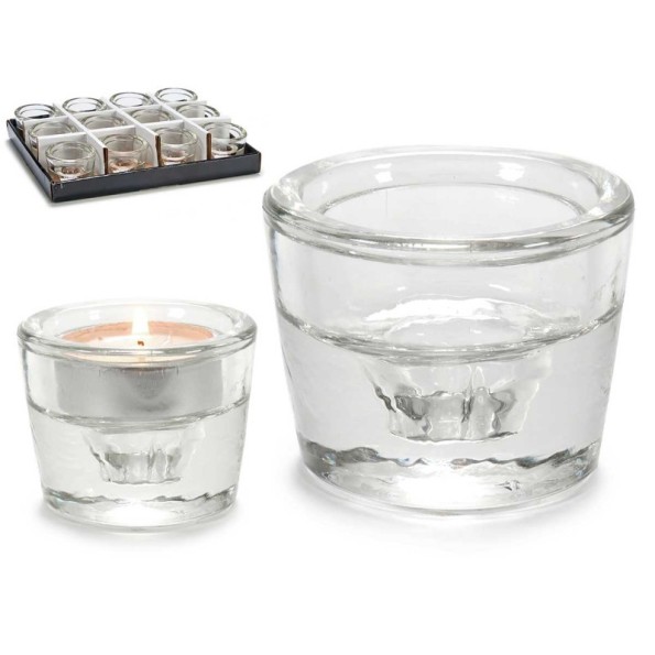 PORTAVELAS CRISTAL TRANSPARENTE 6 x 6 x 4.3 cm