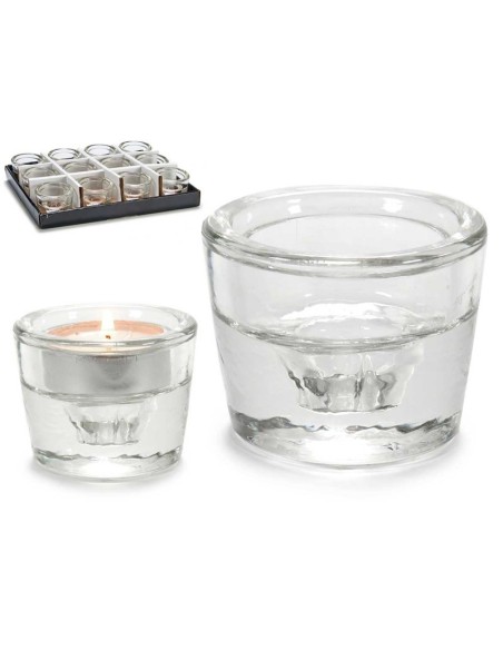 PORTAVELAS CRISTAL TRANSPARENTE 6 x 6 x 4.3 cm