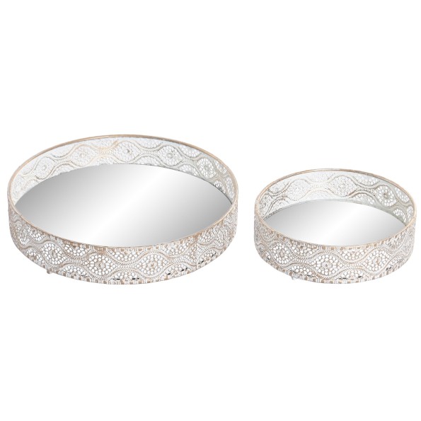 BANDEJA SET 2 METAL ESPEJO 28,5X28,5X3,5
