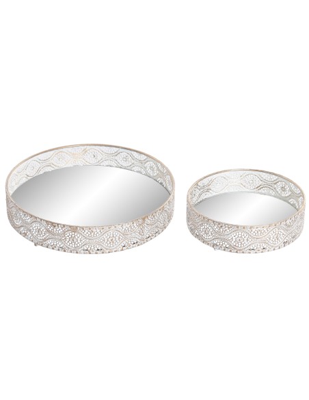 BANDEJA SET 2 METAL ESPEJO 28,5X28,5X3,5