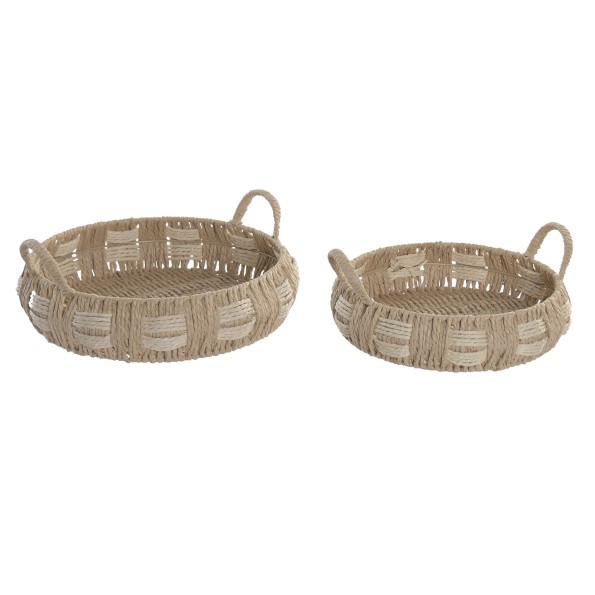 BANDEJA SET 2 FIBRA 34X34X12 NATURAL