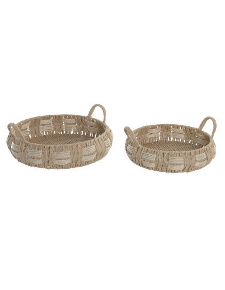 BANDEJA SET 2 FIBRA 34X34X12 NATURAL