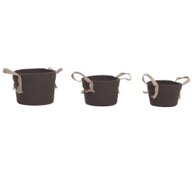 CESTA SET 3 ALGODON FIBRA 30X30X22 MARRON OSCURO