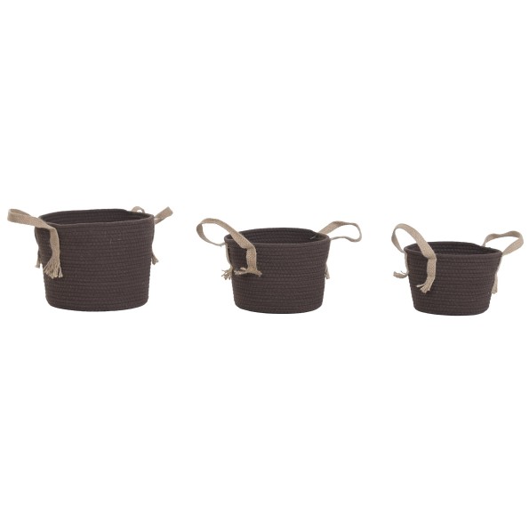CESTA SET 3 ALGODON FIBRA 30X30X22 MARRON OSCURO