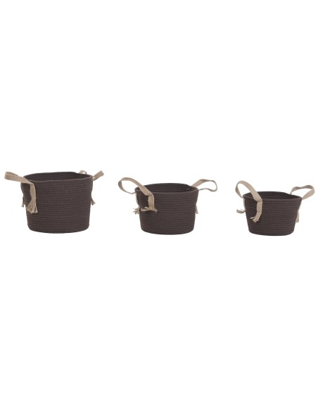 CESTA SET 3 ALGODON FIBRA 30X30X22 MARRON OSCURO