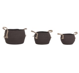 CESTA SET 3 ALGODON FIBRA 38X38X26 MARRON OSCURO