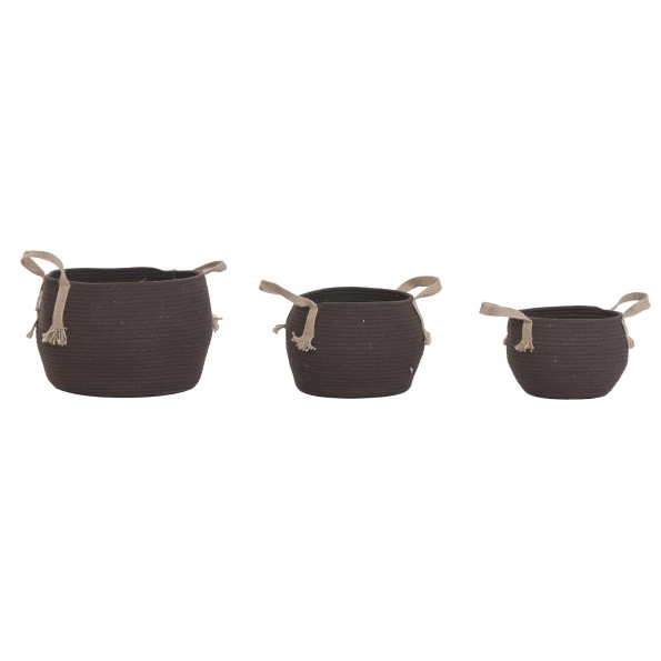 CESTA SET 3 ALGODON FIBRA 38X38X26 MARRON OSCURO