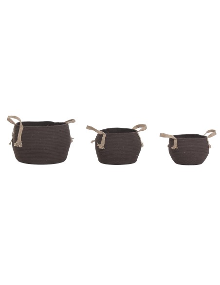 CESTA SET 3 ALGODON FIBRA 38X38X26 MARRON OSCURO