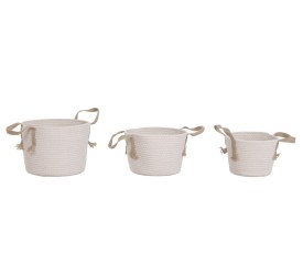 CESTA SET 3 ALGODON FIBRA 30X30X22 CREMA