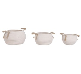 CESTA SET 3 ALGODON FIBRA 38X38X26 CREMA