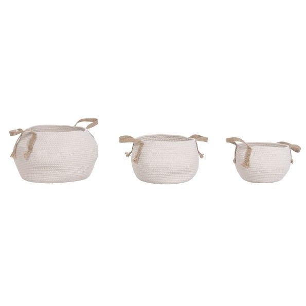 CESTA SET 3 ALGODON FIBRA 38X38X26 CREMA