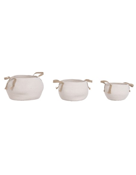 CESTA SET 3 ALGODON FIBRA 38X38X26 CREMA
