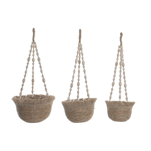 MACETERO SET 3 FIBRA 25X25X14 46 cm de cuerda