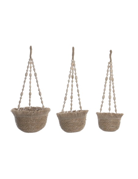 MACETERO SET 3 FIBRA 25X25X14 46 cm de cuerda