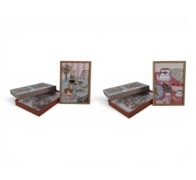 PUZZLE SET 2 MDF PAPEL 23X1X32 CAFE 2 SURT.