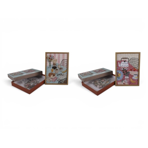 PUZZLE SET 2 MDF PAPEL 23X1X32 CAFE 2 SURT.