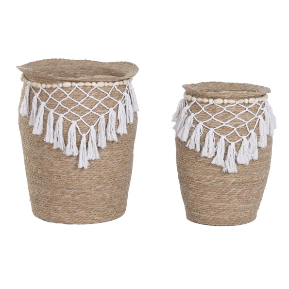 MACETERO SET 2 FIBRA ALGODON 40X40X56 NATURAL