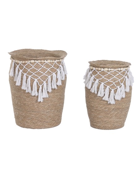 MACETERO SET 2 FIBRA ALGODON 40X40X56 NATURAL