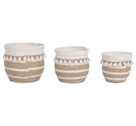 MACETERO SET 3 ALGODON FIBRA 33X33X30 NATURAL