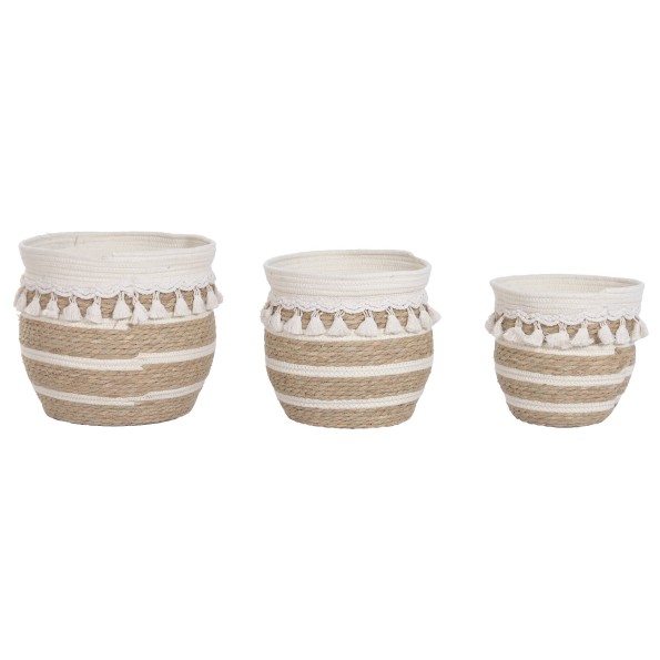 MACETERO SET 3 ALGODON FIBRA 33X33X30 NATURAL