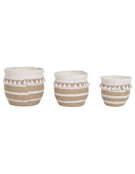 MACETERO SET 3 ALGODON FIBRA 33X33X30 NATURAL