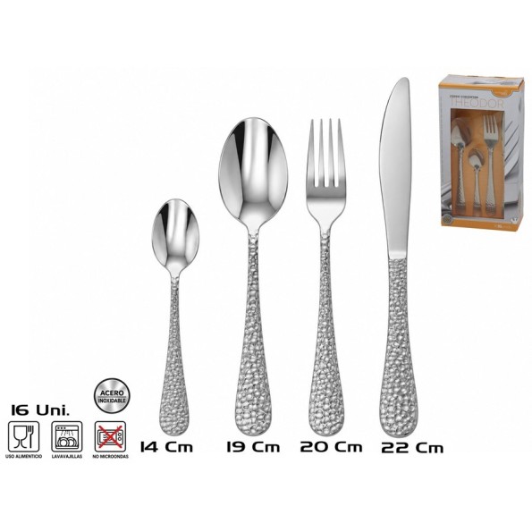 JUEGO CUBIERTOS INOX X16 THEODOR 21X2CM