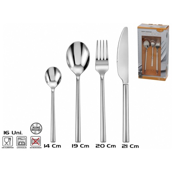 JUEGO CUBIERTOS INOX X16 22.5X2CM