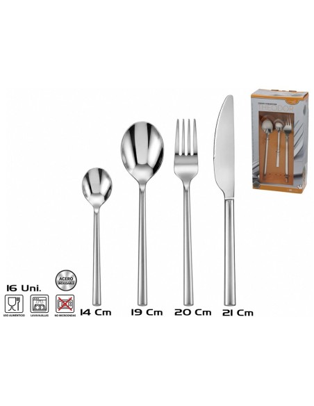 JUEGO CUBIERTOS INOX X16 22.5X2CM