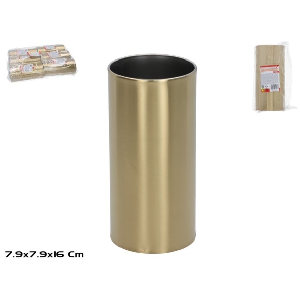 PORTA CUBIERTOS  MET 7,9XH16CM DORADO