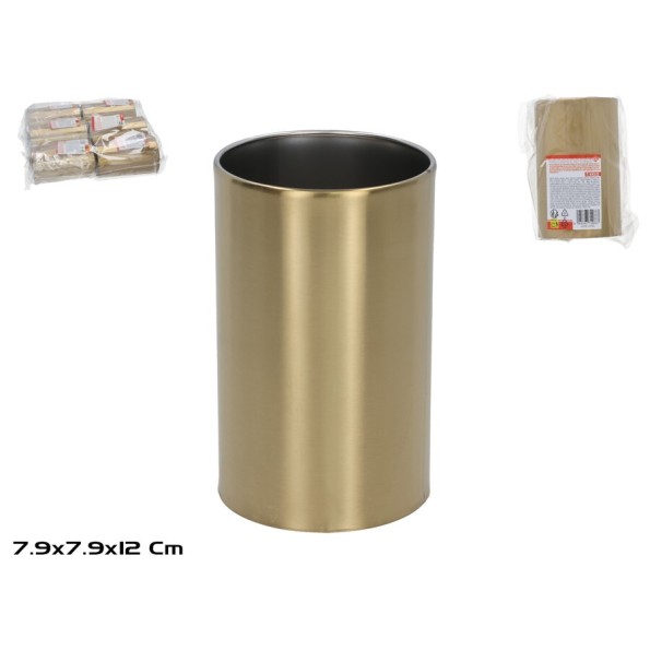 PORTA CUBIERTOS MET 7,9XH12CM DORADO