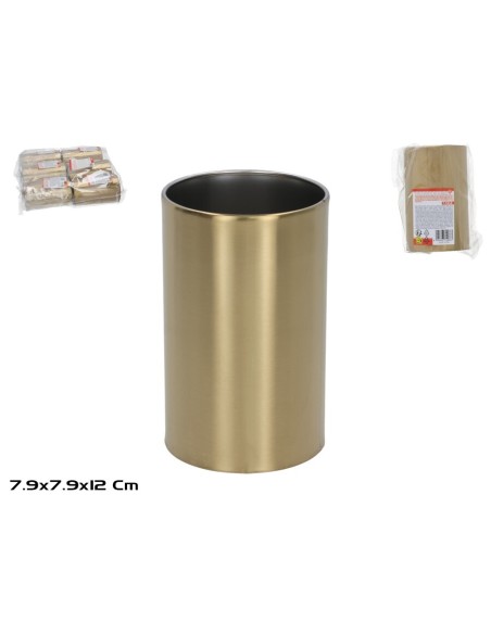 PORTA CUBIERTOS MET 7,9XH12CM DORADO