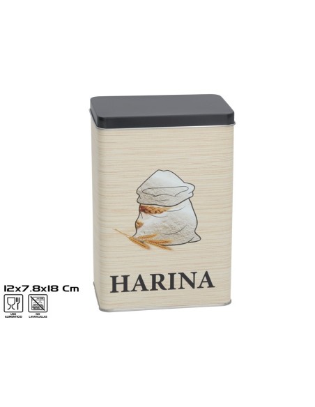 TARRO METAL PARA HARINA 12X7,8X18 CM 1,4 L