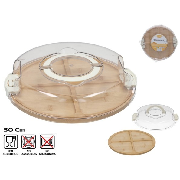 FIAMBRERA BAMBU C/ TAPA PLASTICO 30X5 CM