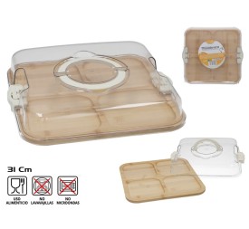 FIAMBRERA BAMBU C/ TAPA PLASTICO 31X31X5 CM