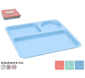 BANDEJA 3 COMPARTIMENTOS 24X24X1,5CM 3 STD