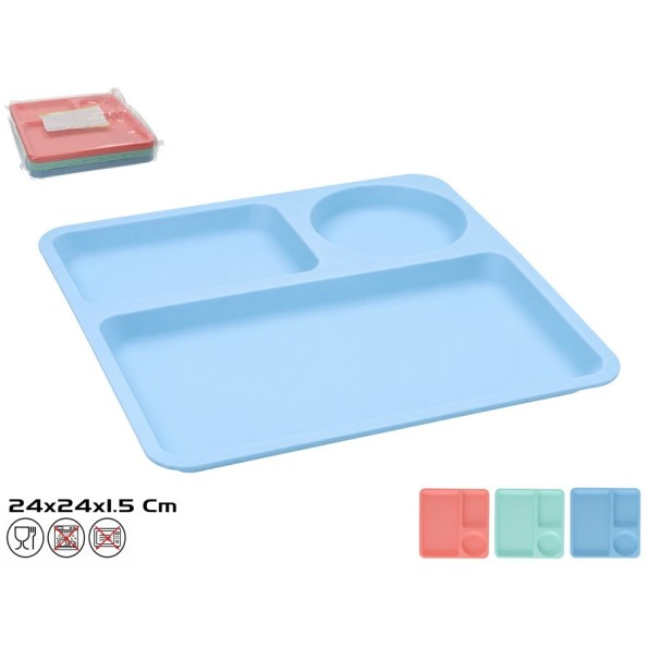 BANDEJA 3 COMPARTIMENTOS 24X24X1,5CM 3 STD