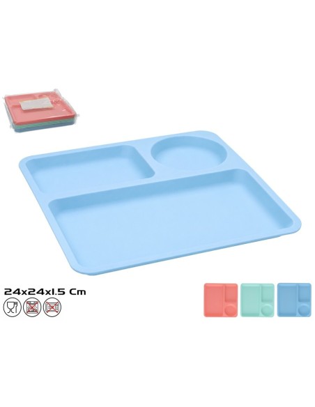 BANDEJA 3 COMPARTIMENTOS 24X24X1,5CM 3 STD