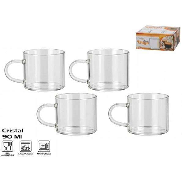 TAZA CRISTAL X4 EHLYN 90ML