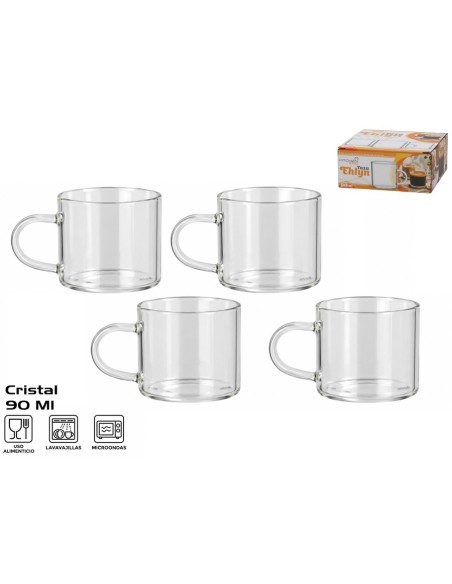 TAZA CRISTAL X4 EHLYN 90ML