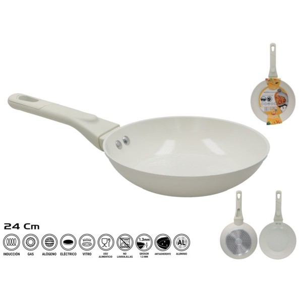 SARTEN ALUMINIO CERAMICO 24CM CREMA