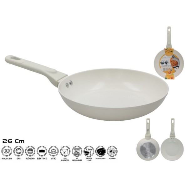 SARTEN ALUMINIO CERAMICO 26CM CREMA
