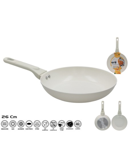 SARTEN ALUMINIO CERAMICO 26CM CREMA