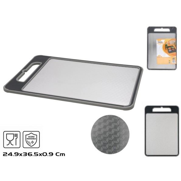 TABLA CORTAR PLASTICO Y ACERO INOXIDABLE 24,9X36,5X0,9CM