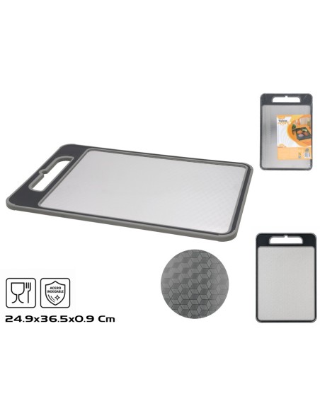 TABLA CORTAR PLASTICO Y ACERO INOXIDABLE 24,9X36,5X0,9CM