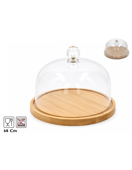 QUESERA BAMBU C/TAPA D14X11CM