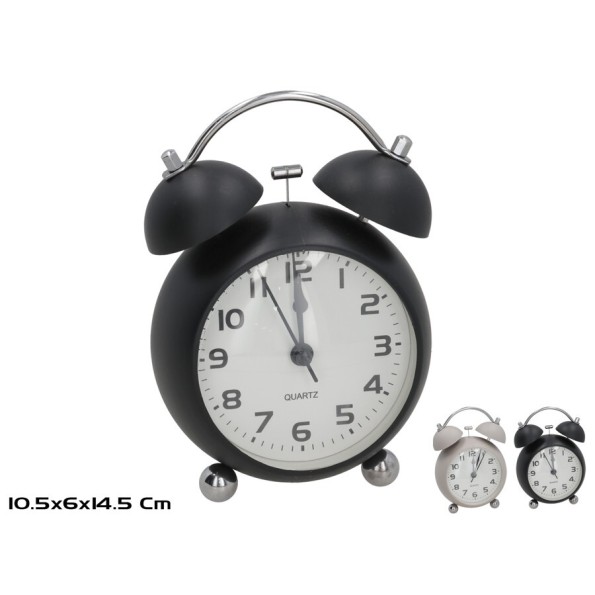 RELOJ DESPERTADOR CLASICO 10,5X6X14,5CM 2 STD